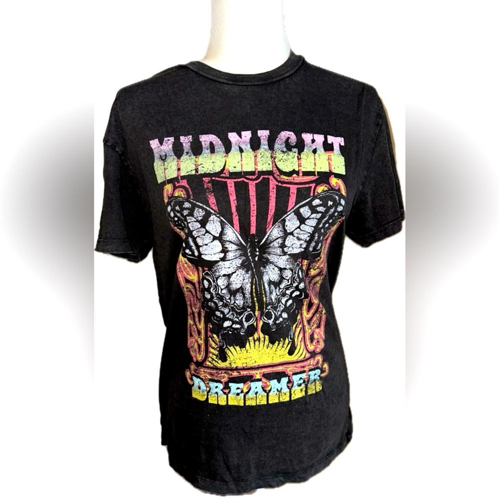 Women’s Black Midnight Dreamer Butterfly Short Sleeve T Shirt